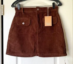 Reformation Skirt Elia Patch Pocket Corduroy Mini‎ High-Waisted Cafe 26 NWT thumbnail 1