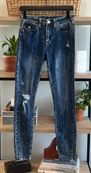 True Religion Halle Mid-Rise Super Skinny Jeans, 27 thumbnail 1