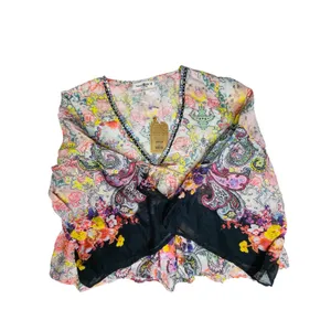 Natural Life Isabella Cotton Top M New Boho Western Black Multicolored Paisley thumbnail 9