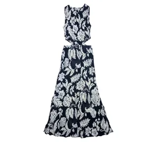 Mango MNG Willow Floral Maxi Dress Side Cut Out Size 4 Brown & Cream NWOT thumbnail 4