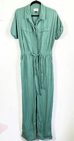 Universal Threads Linen Blend Jumpsuit Womens 4 Utility Pockets Vacation Beach‎ Festival thumbnail 1