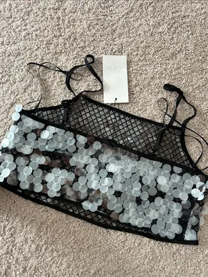 Zara sequin crop top. M thumbnail 7