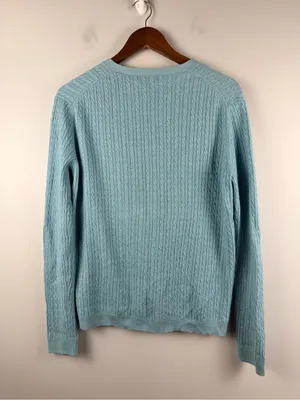 Brooks brothers Silk Cashmere Cable knit blue button down cardigan size large thumbnail 5