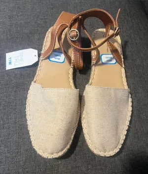 Time and Tru Beige and Tan Espadrille Sandals with Ankle Strap thumbnail 1
