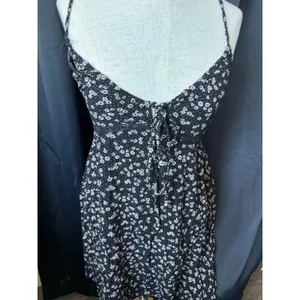 Angie Floral Mini Dress Black Pink Daisy Empire Waist Tie Front‎ Small thumbnail 3