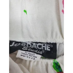 Jordache Studio Maxi Skirt Womens OS White Pink Floral Eyelet Trim Vintage 80s thumbnail 3