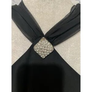 Vintage En Francais black sleeveless gown with a halter neckline Flowing Size 14 thumbnail 3