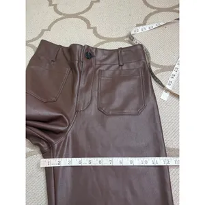 Maeve Anthropologie Colette Faux Leather Wide Leg Pants Dark Brown Size 28 thumbnail 7