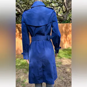Burberry Royal Blue Double-Breasted Trench Coat thumbnail 3