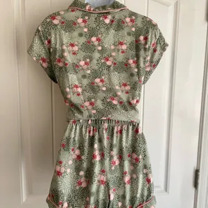 Balletcore Floral Green & Pink Satin Bow Pajama Set by Cynthia Rowley Sz Medium thumbnail 7