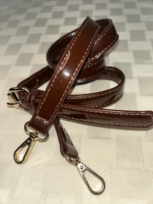 Source Unknown Brown Patent Leather Strap with Gold Hardware thumbnail 1