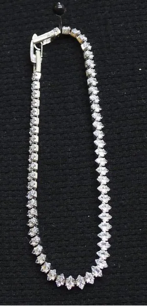 NEW Crystal Marquise Safety Clasp Tennis Bracelet Silver Gray / Clear 7" thumbnail 1