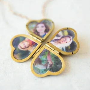 Love Locket Heart Shaped Locket Necklace 4-layer Photo Necklace Jewelry - Gift thumbnail 2
