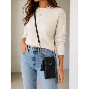 NWT Kate Spade North South Pebbled Leather Phone Crossbody Black Tassel Travel thumbnail 2