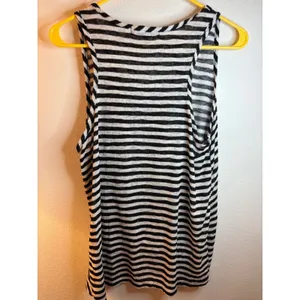 Coin 1804 Los Angeles Striped Front Knot Tank Top Black White‎ Large thumbnail 5