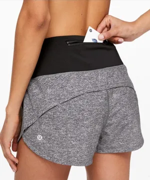 lululemon athletica Speed Up Heather Gray Athletic Shorts with Black Waistband thumbnail 1