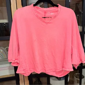 Aerie Summer House Slouchy Oversized T-Shirt cropped tee raglan tropadelic neon thumbnail 1