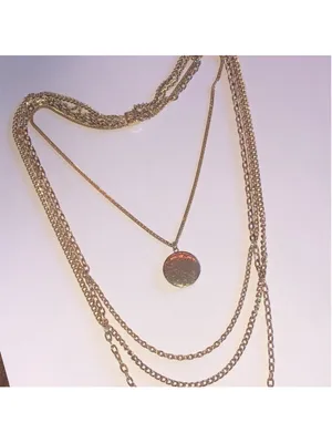 Elegant Vintage Gold Tone Layered Chain With Locket Pendant Necklace thumbnail 3