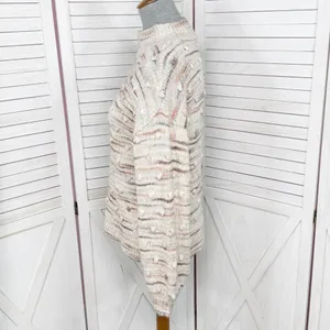 Loft Space Dyed Knobby Bobble Mock Neck‎ Sweater Cream Beige XSmall XS thumbnail 3