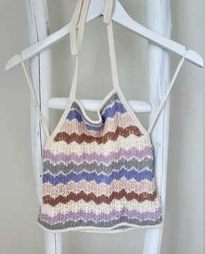 American Eagle Knit Sweater Tie Neck Striped Halter Top Size Small thumbnail 1