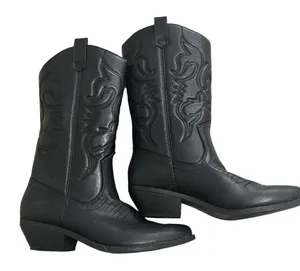 Black Leather Western Cowboy Boots thumbnail 1
