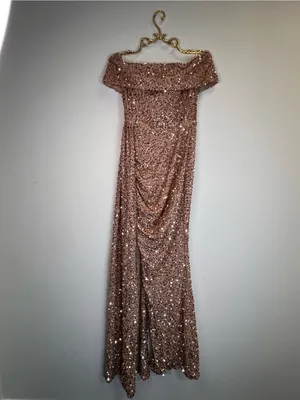Miss Ord Off Shoulder Sequin High Split Prom Dress XH2132 thumbnail 6
