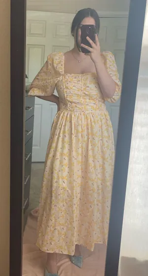 Reap the Sew Boutique Yellow Midi Dress thumbnail 1