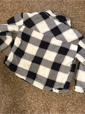 Aeropostale Black & White Buffalo Plaid Quilted Shacket Size Medium thumbnail 3
