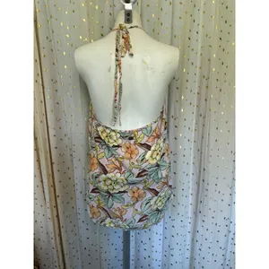 Vintage Quiksilver Women's Hawaiian Tropical Floral Halter Neck Tie Top M thumbnail 2