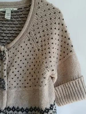American Rag L Black Tan Crop Sweater thumbnail 3