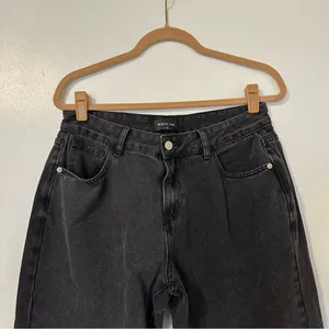 White Fox Bring The Style Low Rise Wide Leg Jeans Black Acid Wash Medium New thumbnail 5