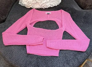 american eagle open back crochet sweater top thumbnail 1
