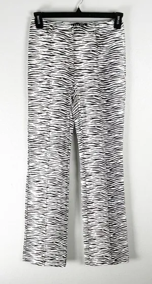 I.AM.GIA Black White Zebra Animal Print Faux Vegan Leather Pants Small Boho thumbnail 1