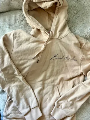 Beige 'Break the Floor' Script Hoodie Tan thumbnail 1