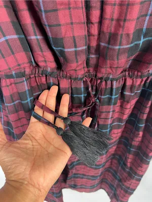 NWT Lane Bryant Plaid Drawstring Waist Dress Burgundy Black Size 18 thumbnail 7