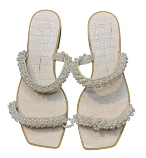 Dolce Vita Shoes‎ Womens Size 9 White Pearl Beaded Slide Sandals Flat Dressy thumbnail 1
