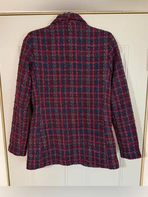 Amanda Uprichard Shawl Collar Blazer Tweed Size Small Twee Preppy Plaid Pockets thumbnail 6