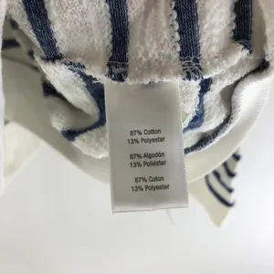 Nowadays Womens Sweatshirt Cold Shoulder Hooded Asymmetric Striped Blue White L thumbnail 4