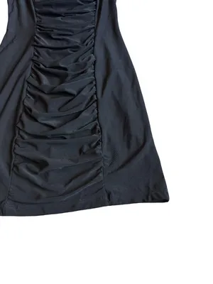 Komarov Black Ruched Cowl Neck Shift Dress Sleeveless Cocktail Medium Women's thumbnail 4