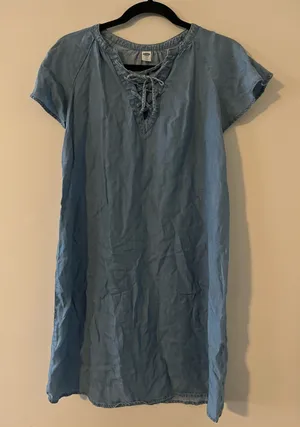 Old Navy Chambray Shift Mini Dress XS Western Cottagecore Farmhouse thumbnail 1