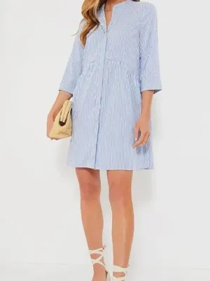 Tuckernuck Royal Dress 3/4 Sleeves Tiered Button Down Shirt Dress Size Medium thumbnail 2