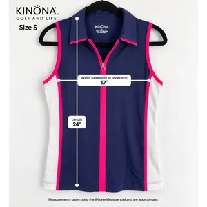 KINONA Golf Top Women S Navy Pink White Sleeveless 1/4 Zip Colorblock NWT thumbnail 10