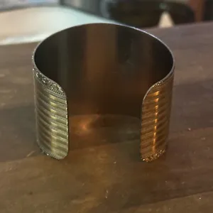 Vintage gold tone wide cuff bracelet thumbnail 5