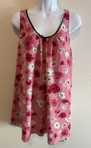 Vintage Oscar de la Renta Pink‎ Label Chemise Nightgown XL Pink Floral Slip thumbnail 1