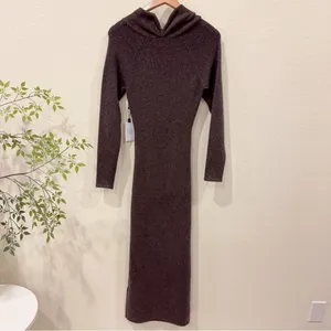 ASTR Spencer Dark Mushroom Cutout Mock Neck Knit Midi Sweater Dress Small NWT thumbnail 10