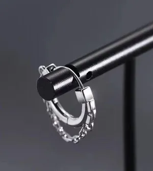 925 Silver Plated Chain Hoop Earrings for Men Women,Punk Hip Hop Earrings thumbnail 3