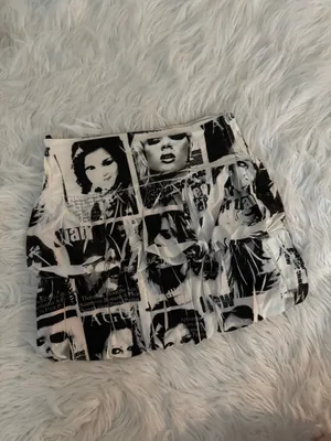 Newspaper Print Ruffled Mini Skirt Multiple thumbnail 2