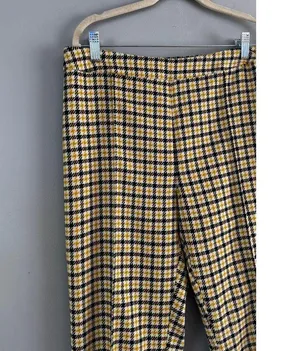 NWT ModCloth About to Bloom Plaid Pants Yellow Black Check Sz 10 thumbnail 3