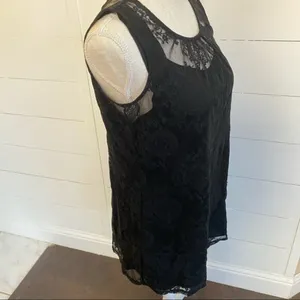 CAbi Date Night Black Lace Tunic Elegant Romantic Tank Style#942‎ S thumbnail 7