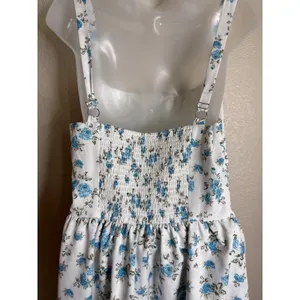 Scarlet Darkness Womens L White Blue Floral Milkmaid Dress Fairy Cottagecore‎ thumbnail 4